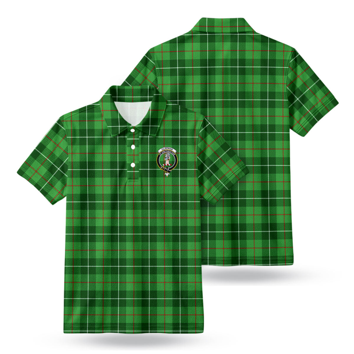 Clephan (or Clephane) Tartan Crest Birdseye Mesh Polo Shirt