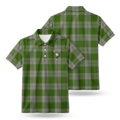 Cunningham Dress Green Dancers Tartan Crest Birdseye Mesh Polo Shirt