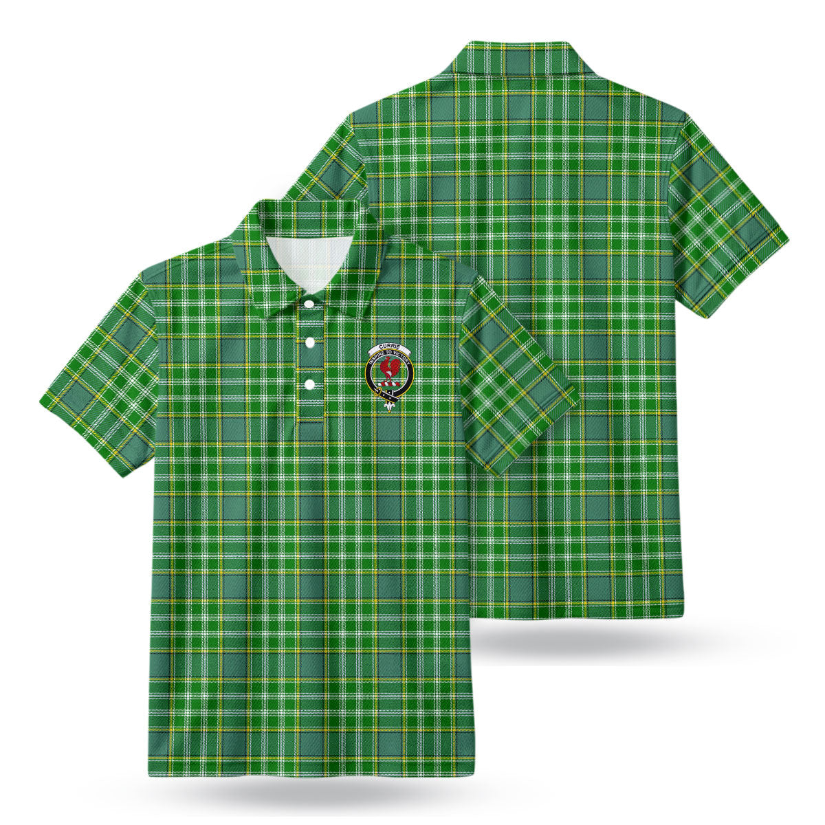 Currie Tartan Crest Birdseye Mesh Polo Shirt