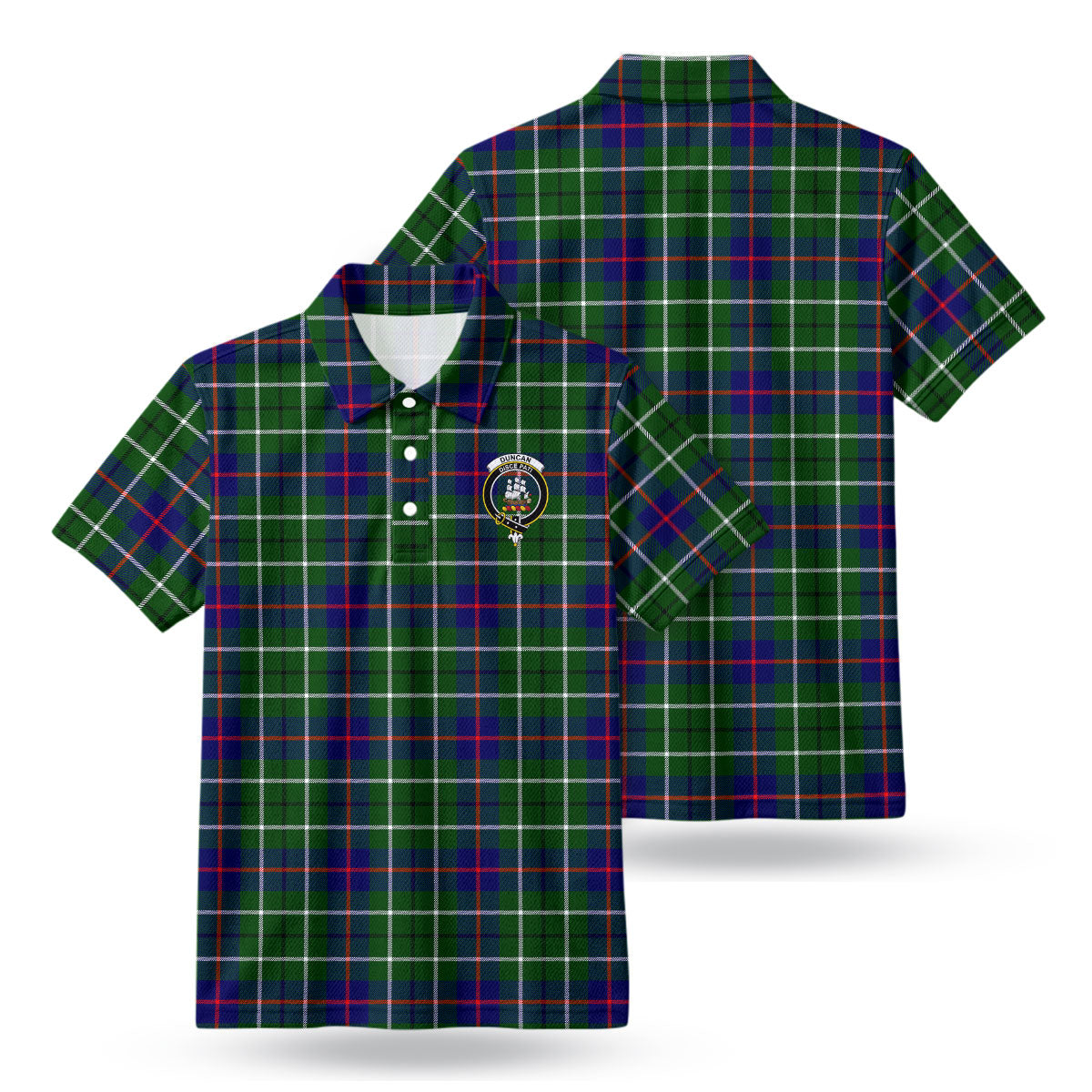 Duncan Modern Tartan Crest Birdseye Mesh Polo Shirt