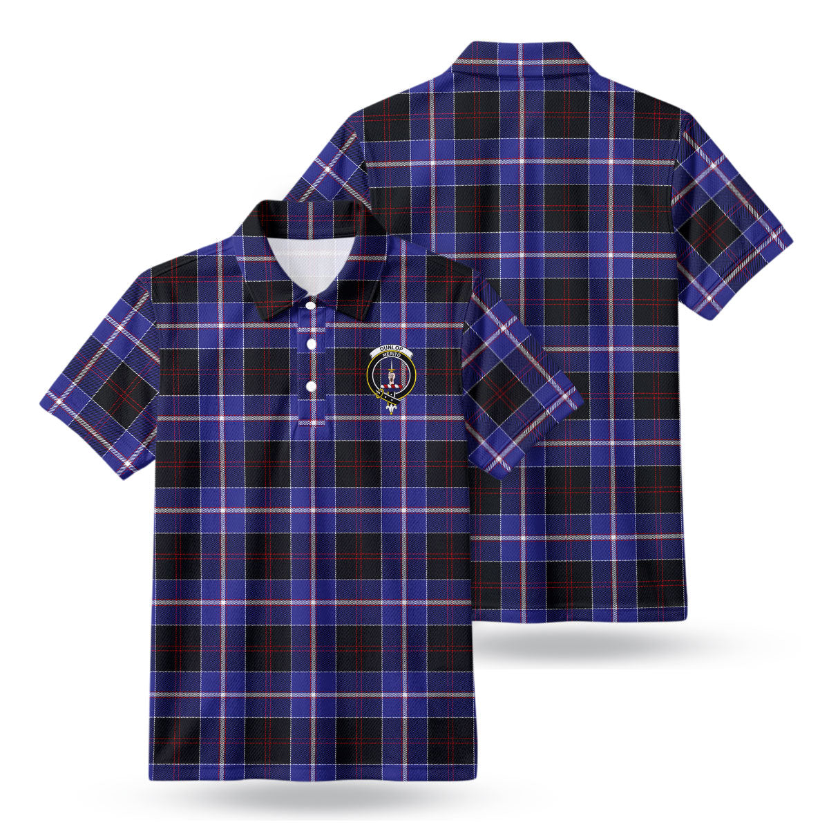 Dunlop Modern Tartan Crest Birdseye Mesh Polo Shirt