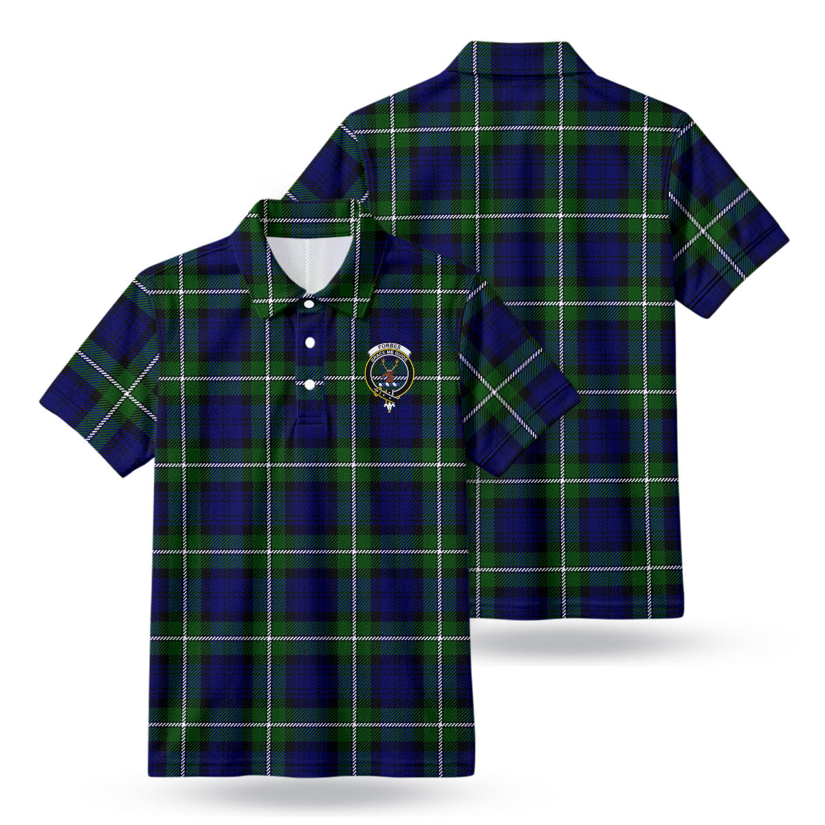 Forbes Modern Tartan Crest Birdseye Mesh Polo Shirt