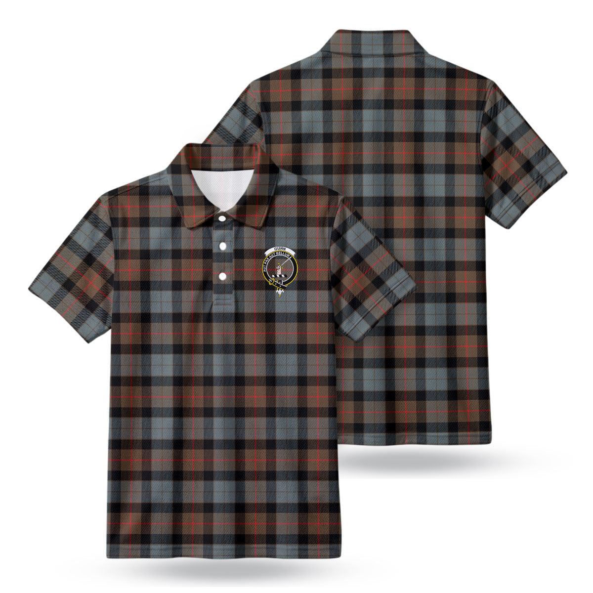 Gunn Weathered Tartan Crest Birdseye Mesh Polo Shirt