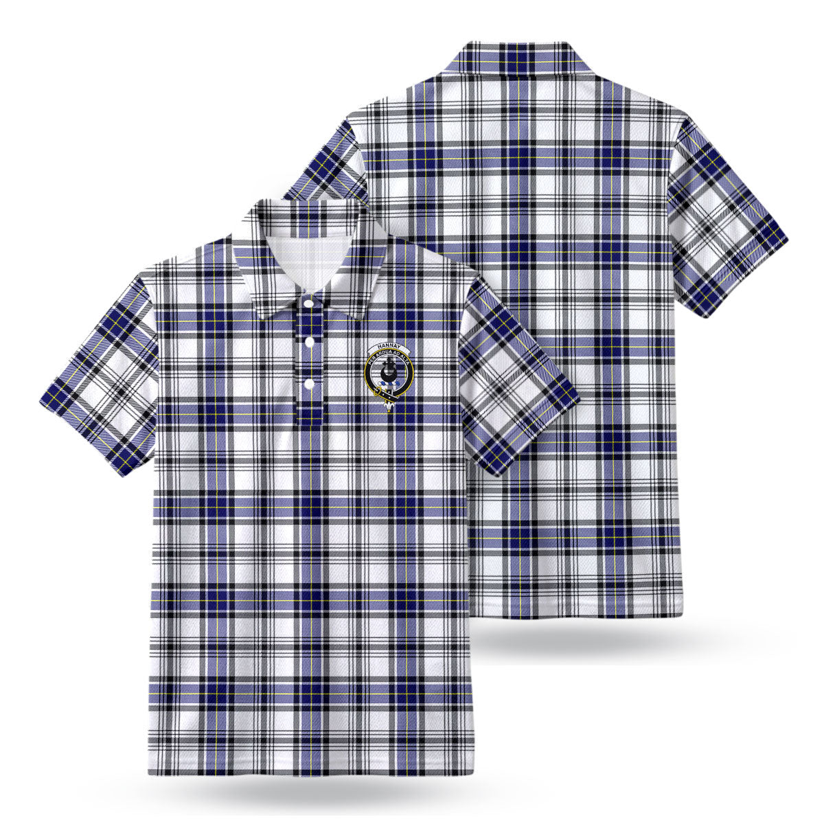 Hannay Modern Tartan Crest Birdseye Mesh Polo Shirt