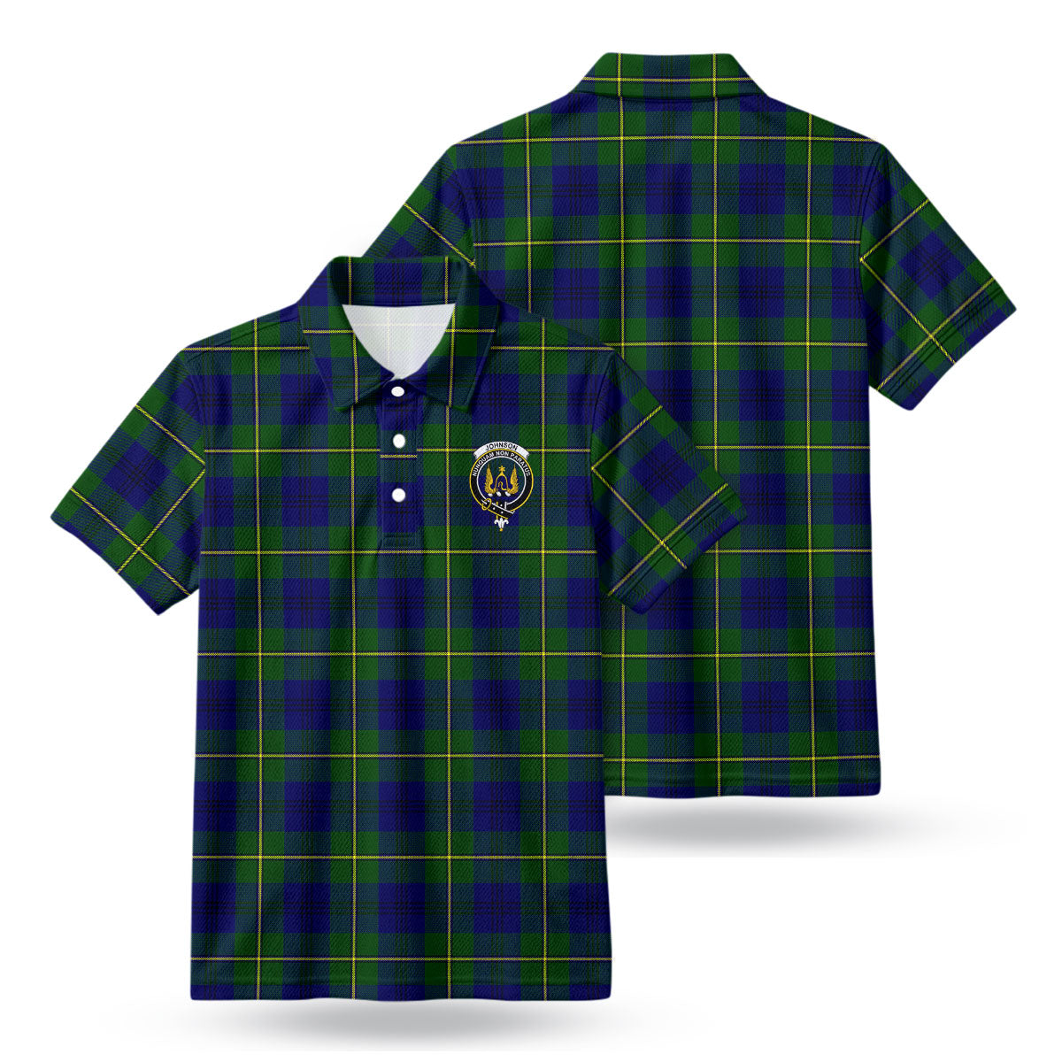 Johnson Modern Tartan Crest Birdseye Mesh Polo Shirt