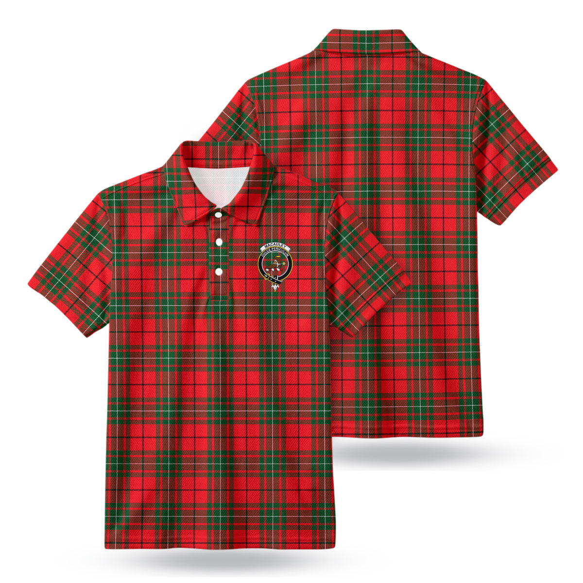 MacAuley Modern Tartan Crest Birdseye Mesh Polo Shirt