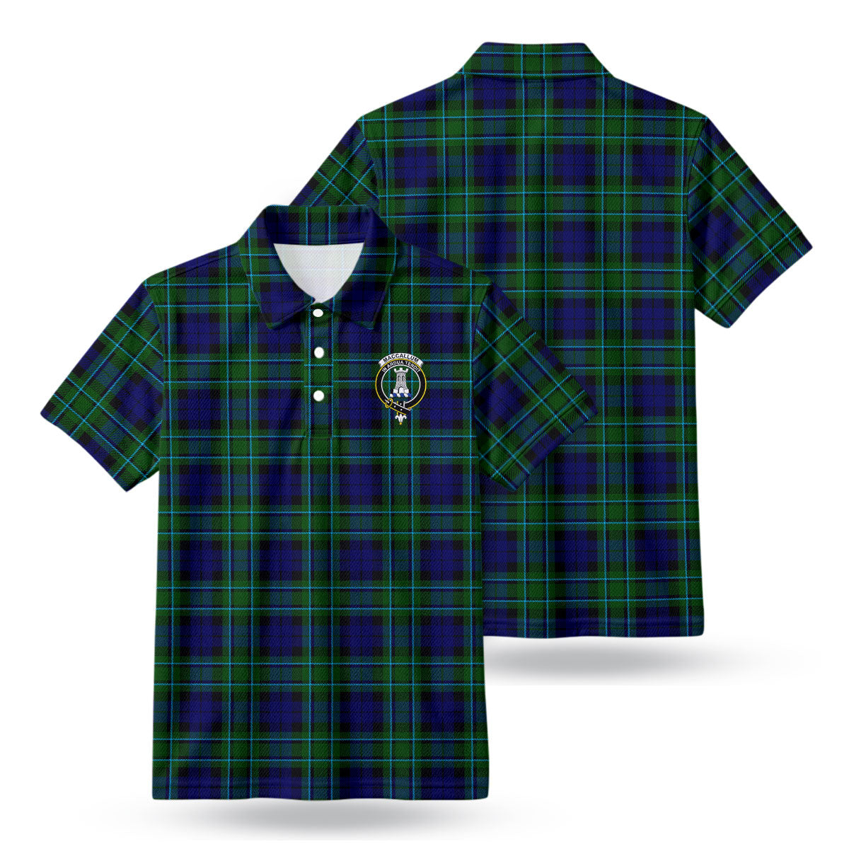 MacCallum Modern Tartan Crest Birdseye Mesh Polo Shirt