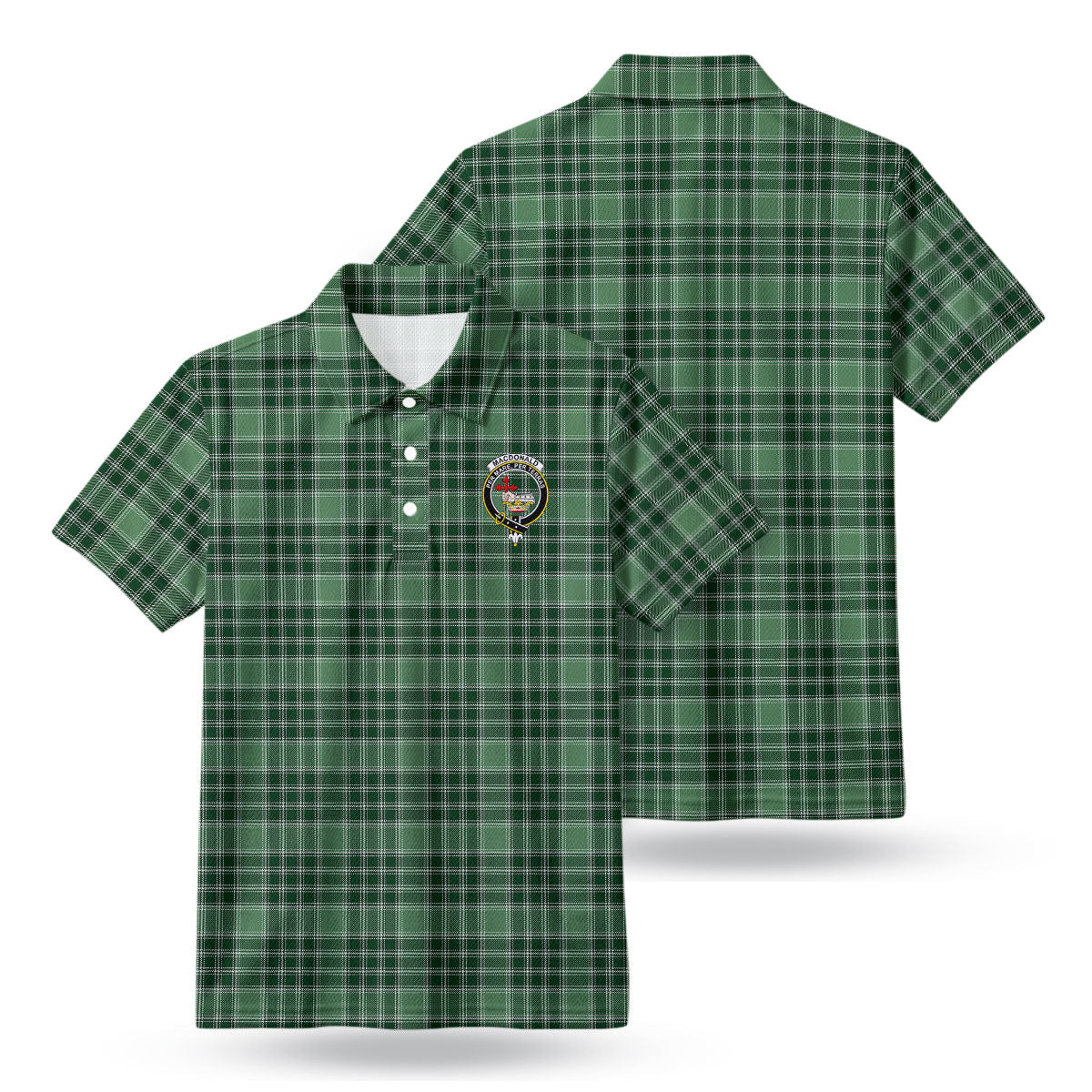 MacDonald Lord of the Isles Hunting Tartan Crest Birdseye Mesh Polo Shirt