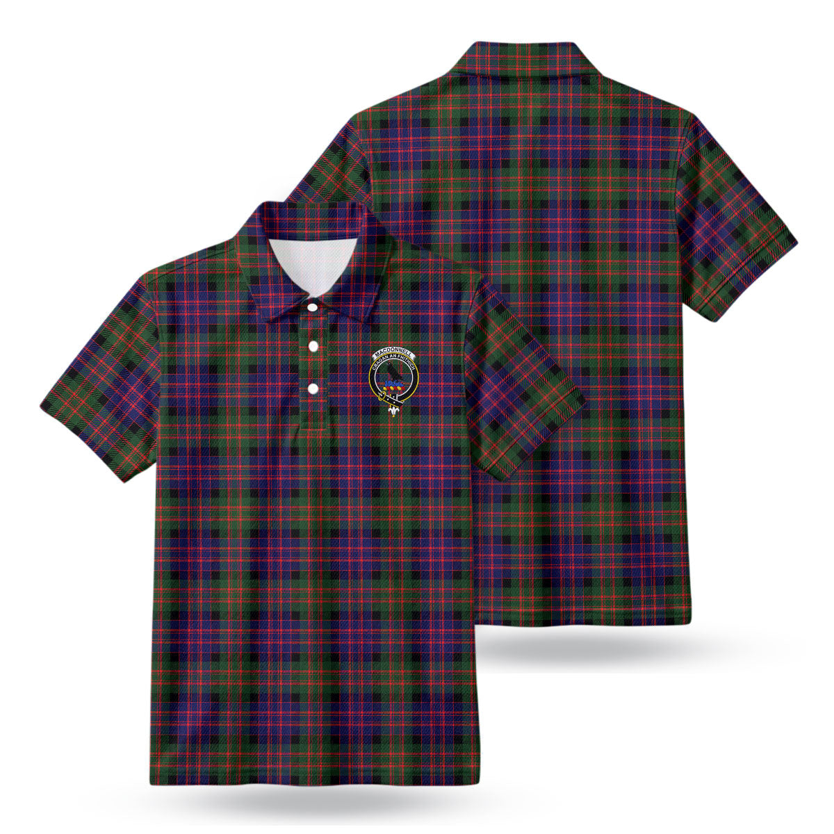 MacDonnell of Glengarry Modern Tartan Crest Birdseye Mesh Polo Shirt