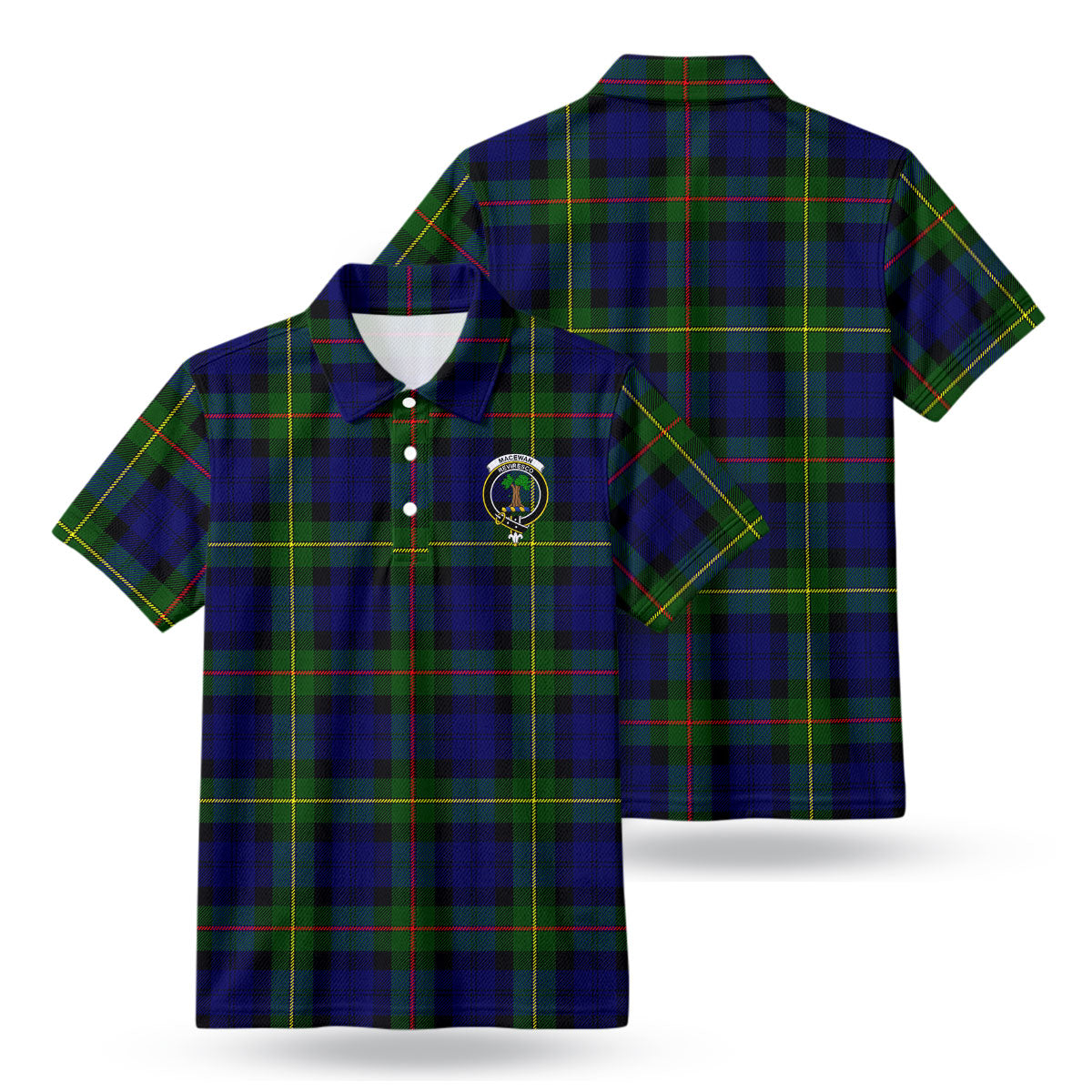 MacEwan Modern Tartan Crest Birdseye Mesh Polo Shirt