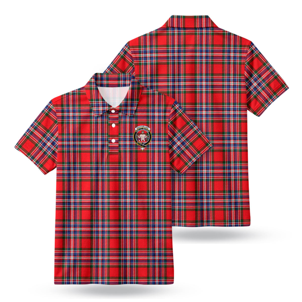 MacFarlane Modern Tartan Crest Birdseye Mesh Polo Shirt