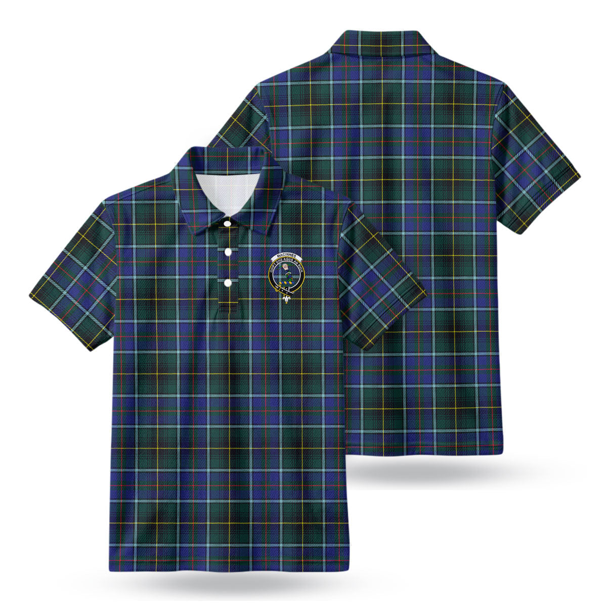 MacInnes Modern Tartan Crest Birdseye Mesh Polo Shirt