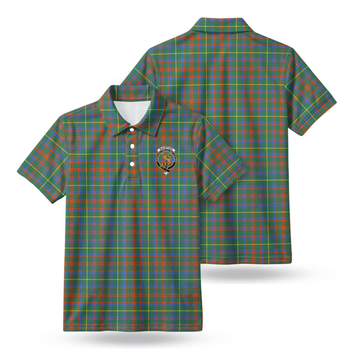 MacIntosh Hunting Ancient Tartan Crest Birdseye Mesh Polo Shirt
