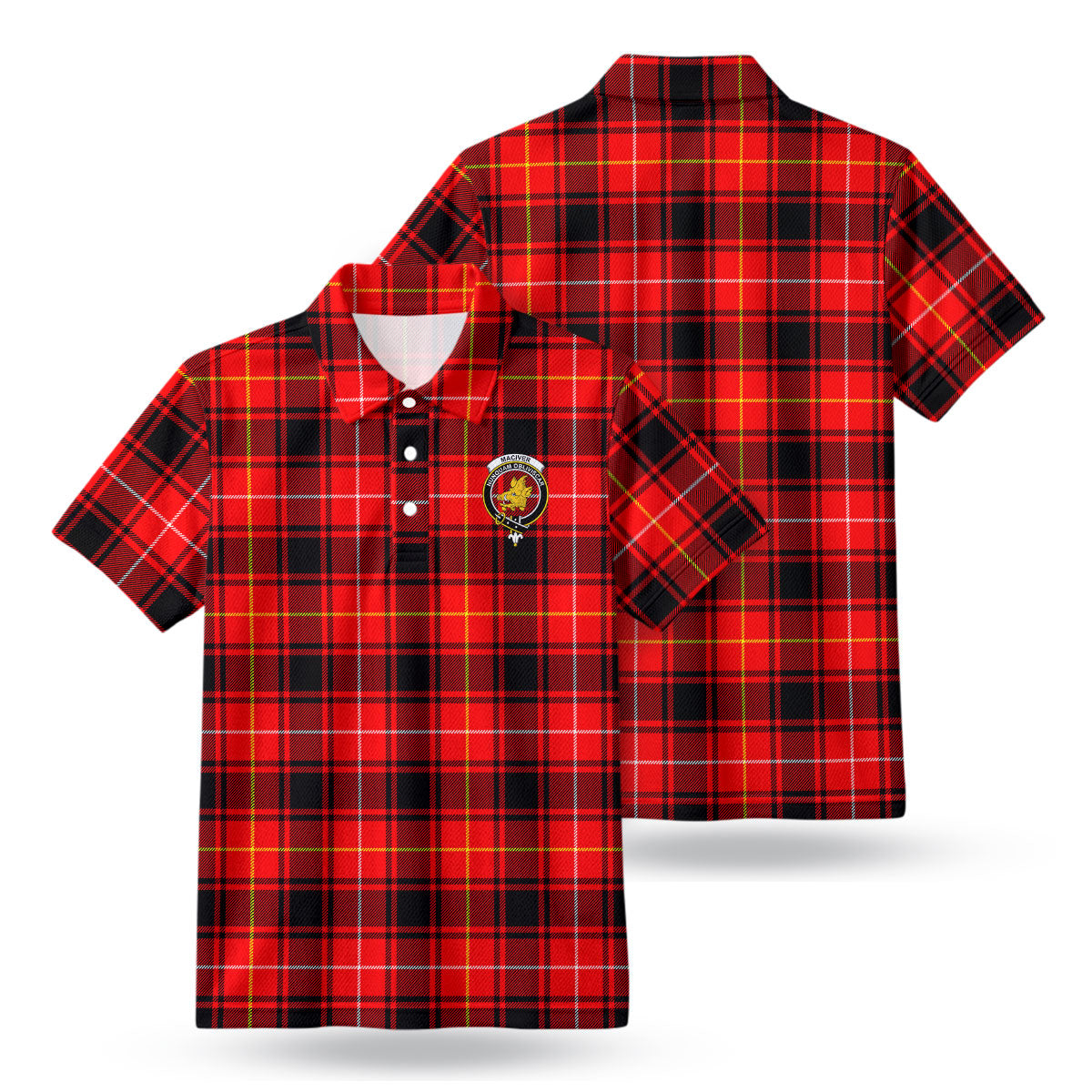 MacIver Modern Tartan Crest Birdseye Mesh Polo Shirt