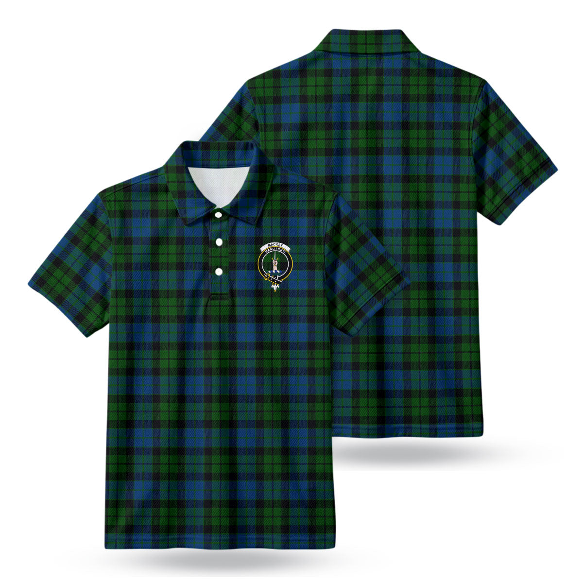 MacKay Modern Tartan Crest Birdseye Mesh Polo Shirt