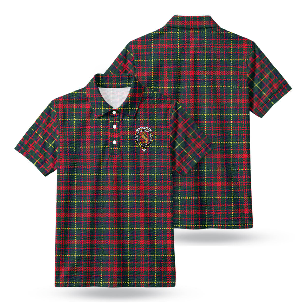 MacKintosh Hunting Modern Tartan Crest Birdseye Mesh Polo Shirt