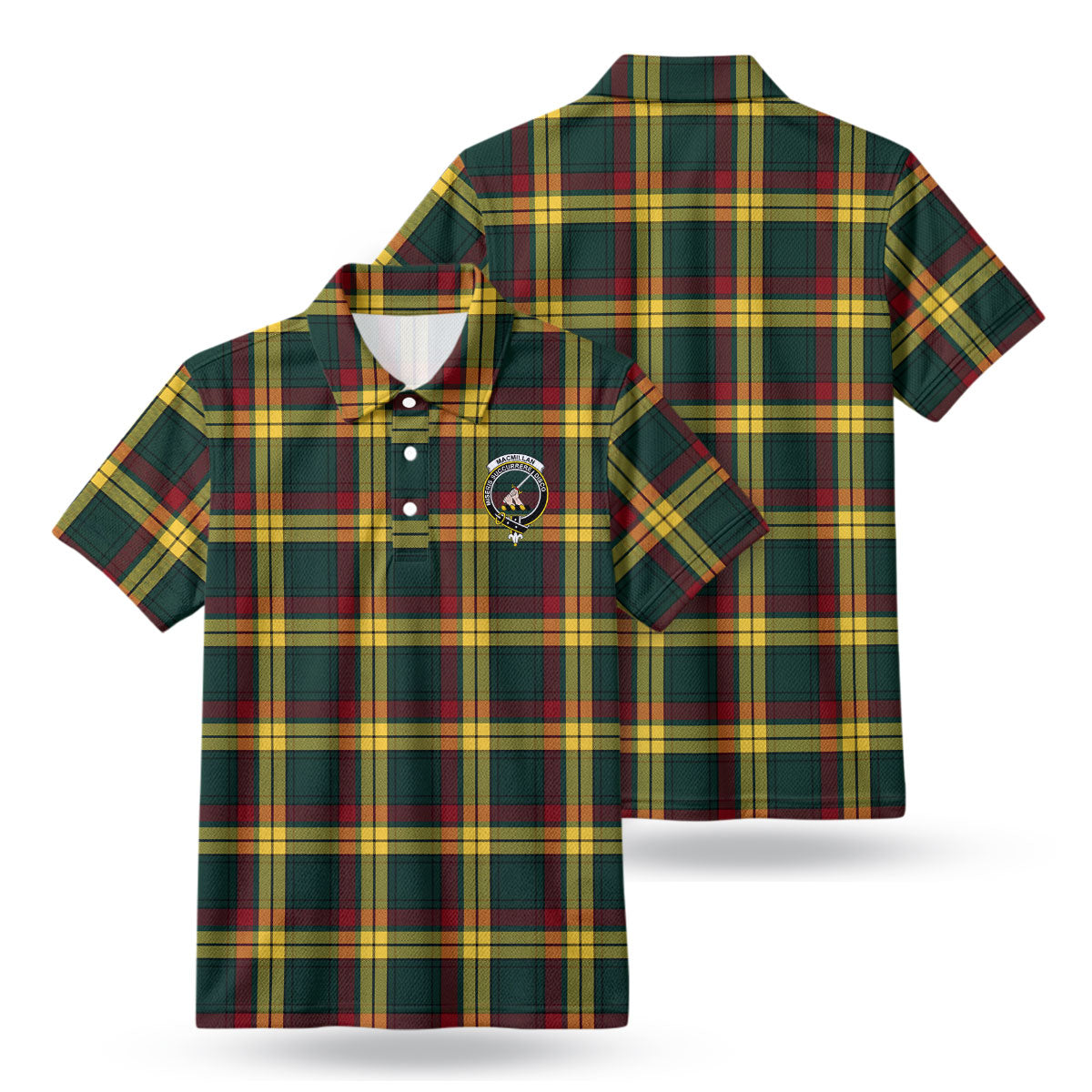MacMillan Old Modern Tartan Crest Birdseye Mesh Polo Shirt