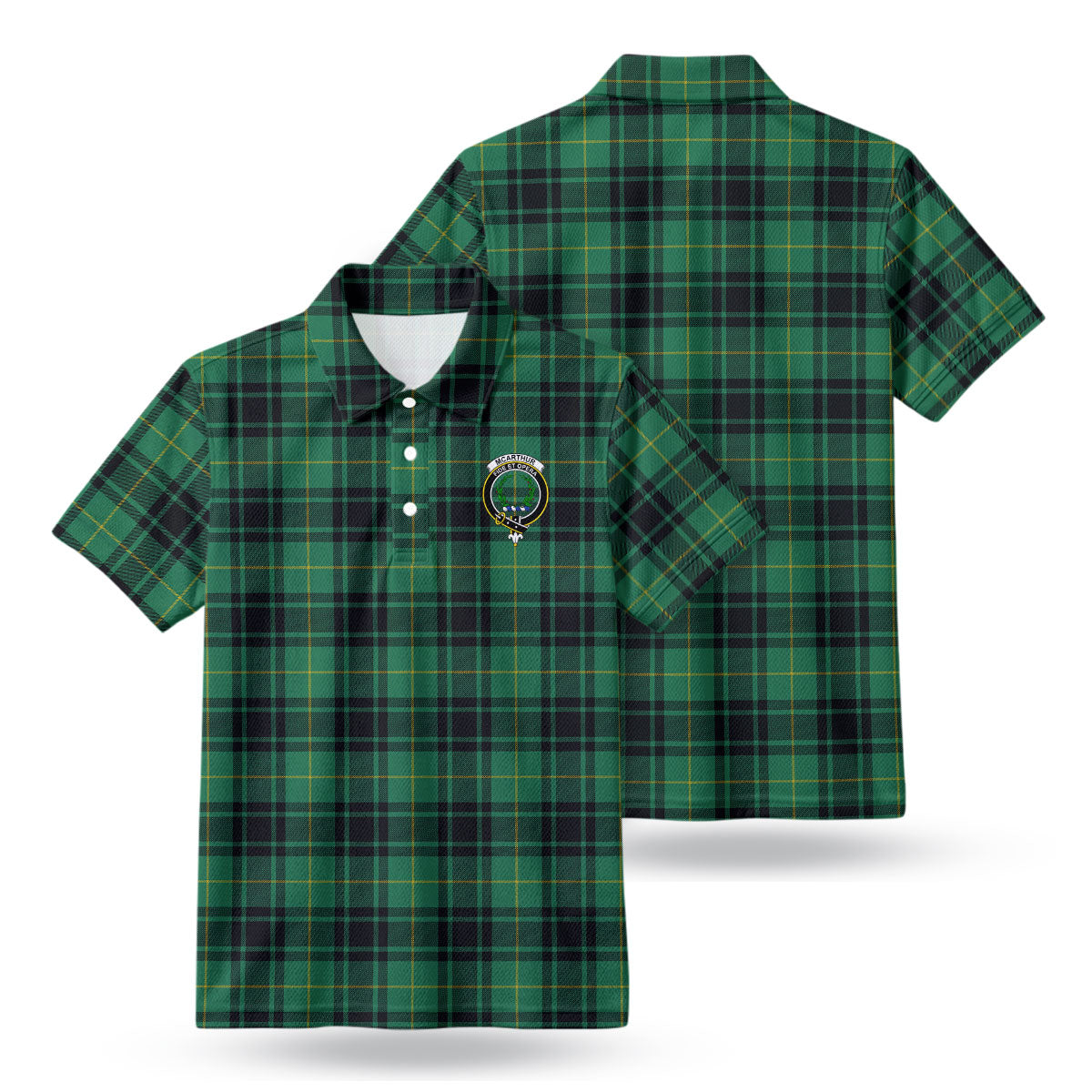 McArthur Ancient Tartan Crest Birdseye Mesh Polo Shirt