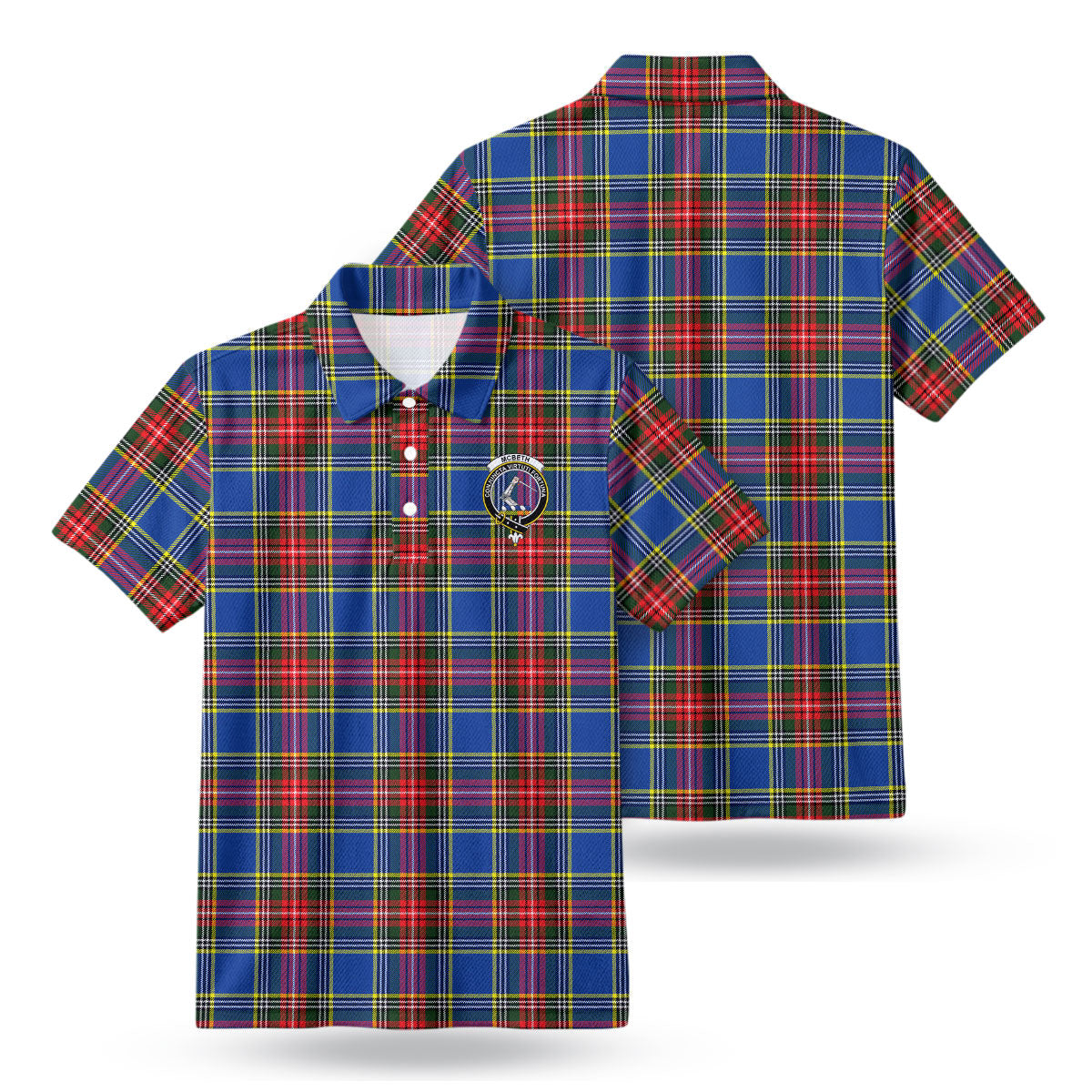 McBeth Modern Tartan Crest Birdseye Mesh Polo Shirt