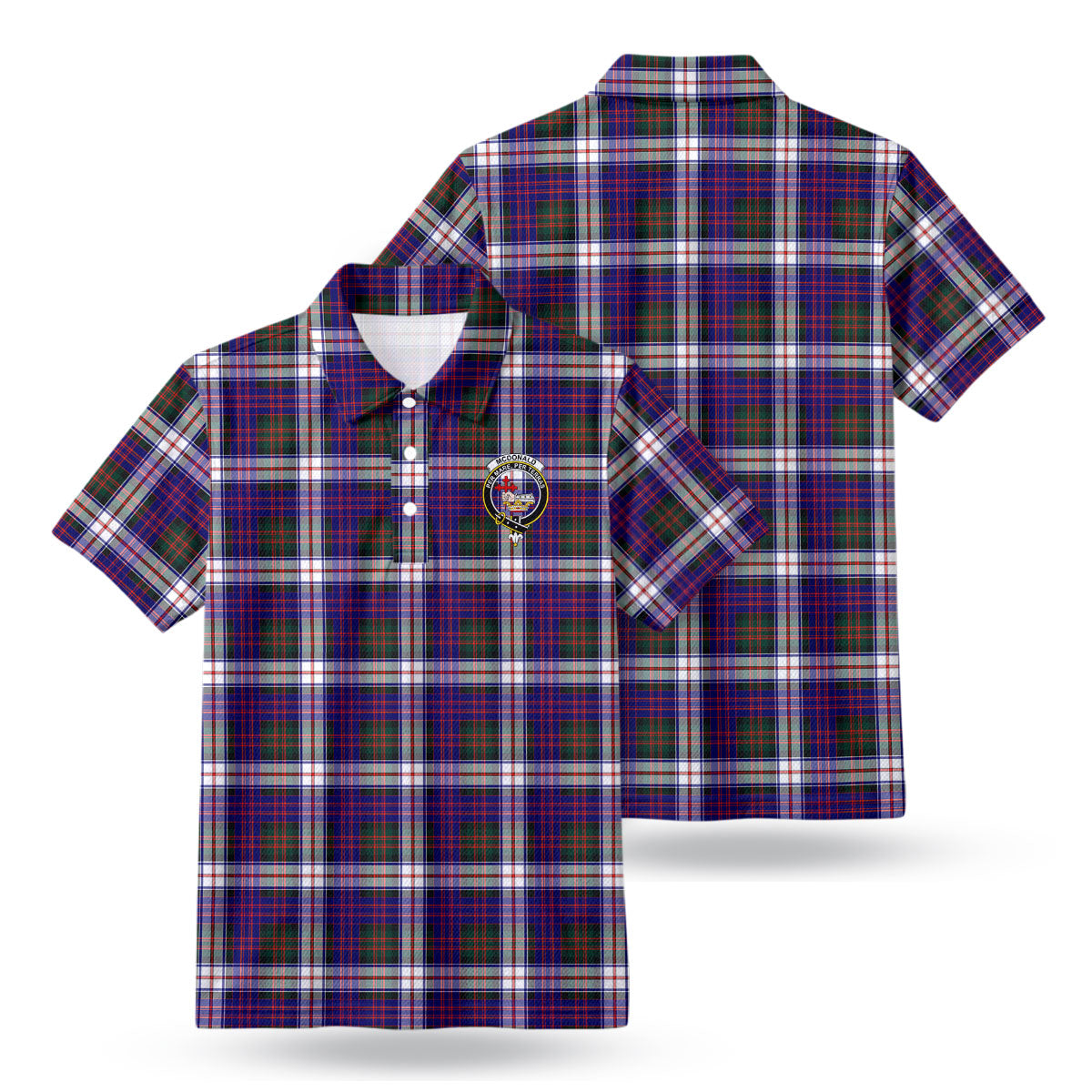 McDonald Dress Modern Tartan Crest Birdseye Mesh Polo Shirt