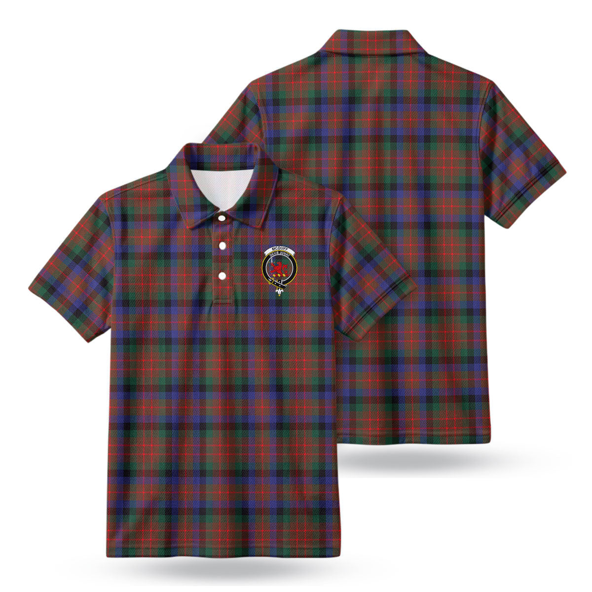 McDuff Hunting Modern Tartan Crest Birdseye Mesh Polo Shirt