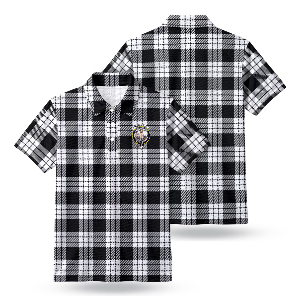 McFarlane Black - White Tartan Crest Birdseye Mesh Polo Shirt