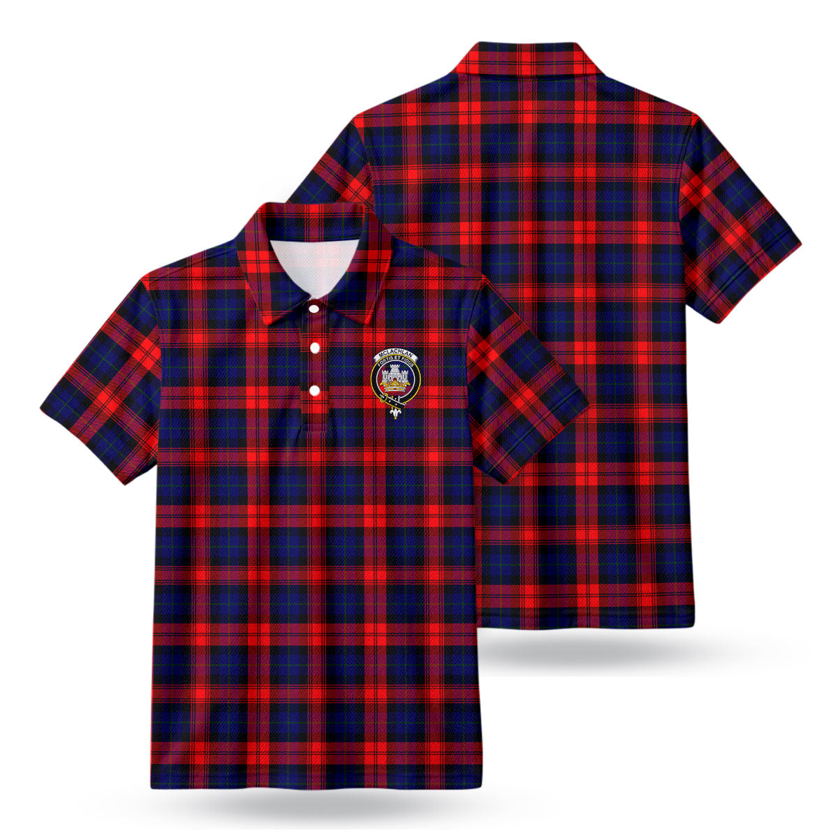 McLachlan Modern Tartan Crest Birdseye Mesh Polo Shirt