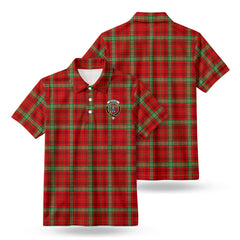 Morrison Red Modern Tartan Crest Birdseye Mesh Polo Shirt