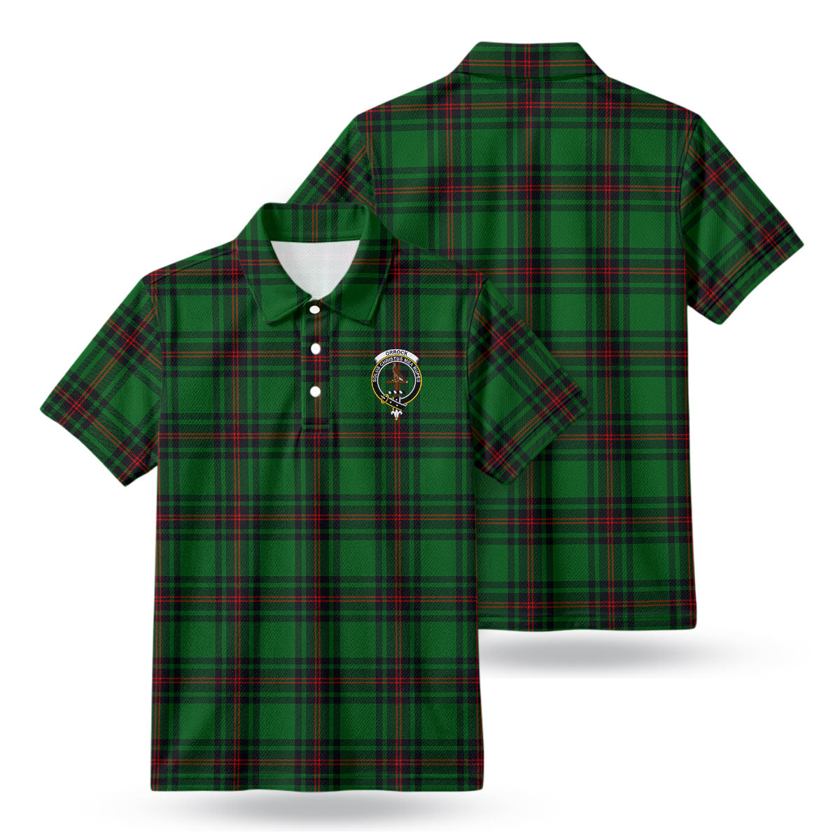 Orrock Tartan Crest Birdseye Mesh Polo Shirt