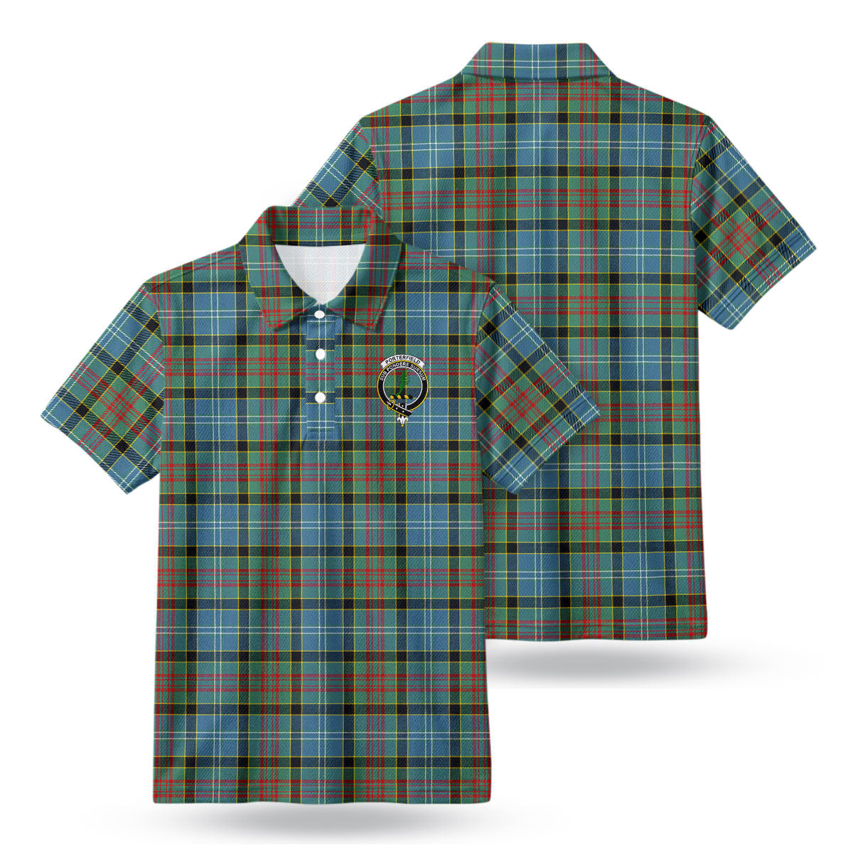 Porterfield Tartan Crest Birdseye Mesh Polo Shirt