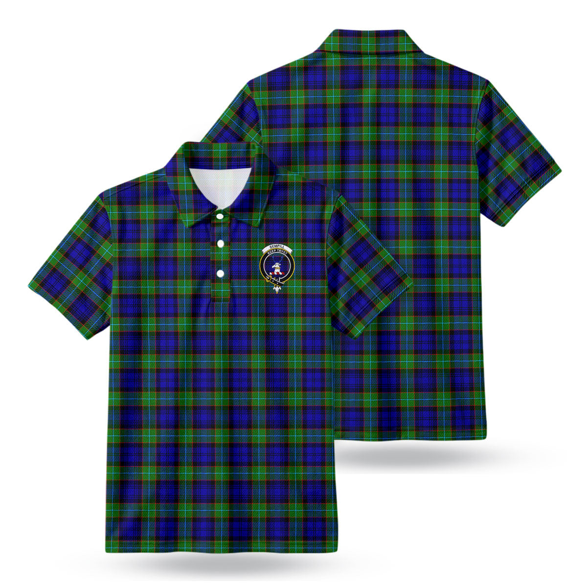 Sempill Modern Tartan Crest Birdseye Mesh Polo Shirt