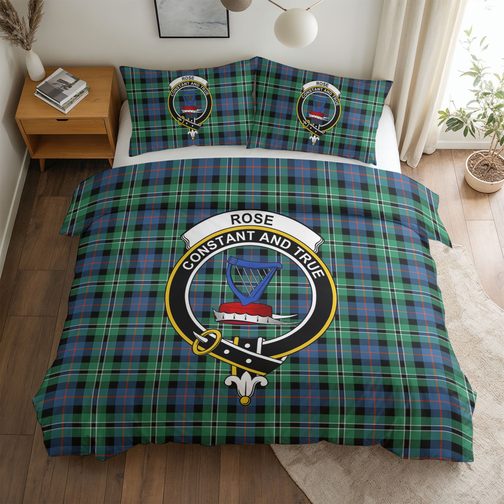 Rose Hunting Ancient Tartan Crest Bedding Set