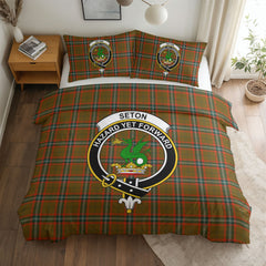 Seton Hunting Modern Tartan Crest Bedding Set