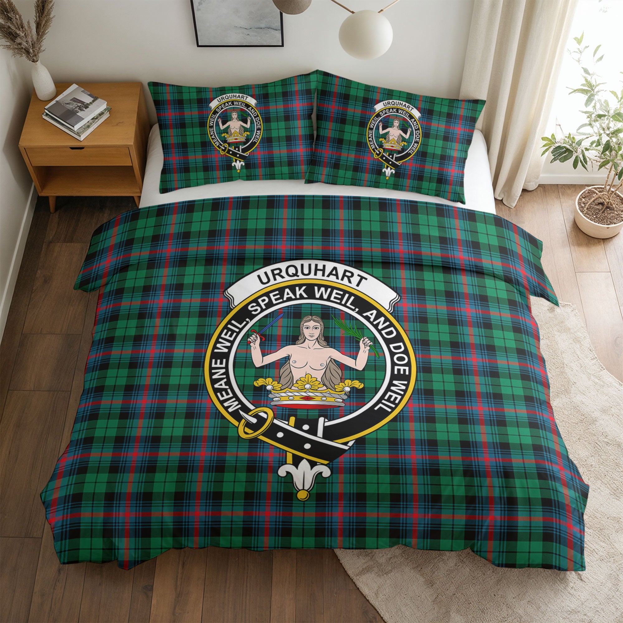 Urquhart Broad Red Ancient Tartan Crest Bedding Set