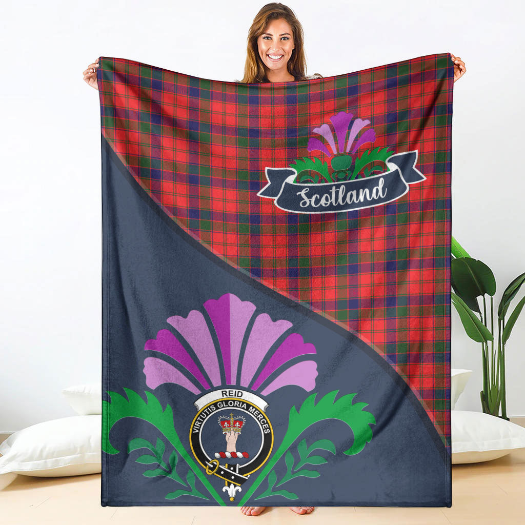 Reid Modern Tartan Crest Premium Blanket - Thistle Style