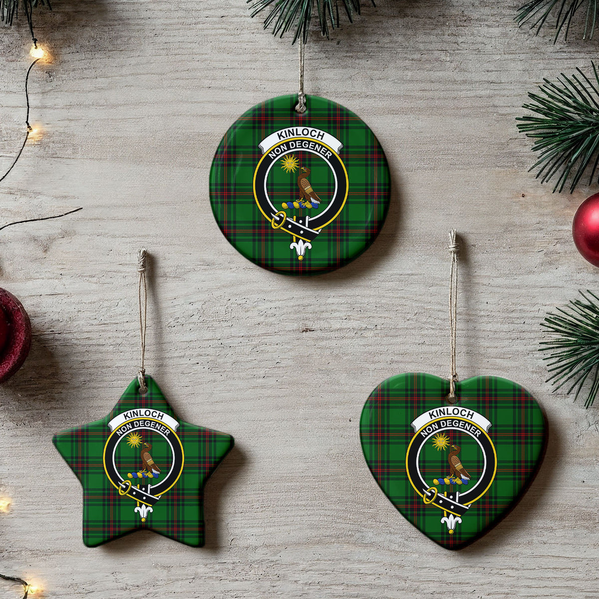 Kinloch Tartan Crest Christmas Ceramic Ornament