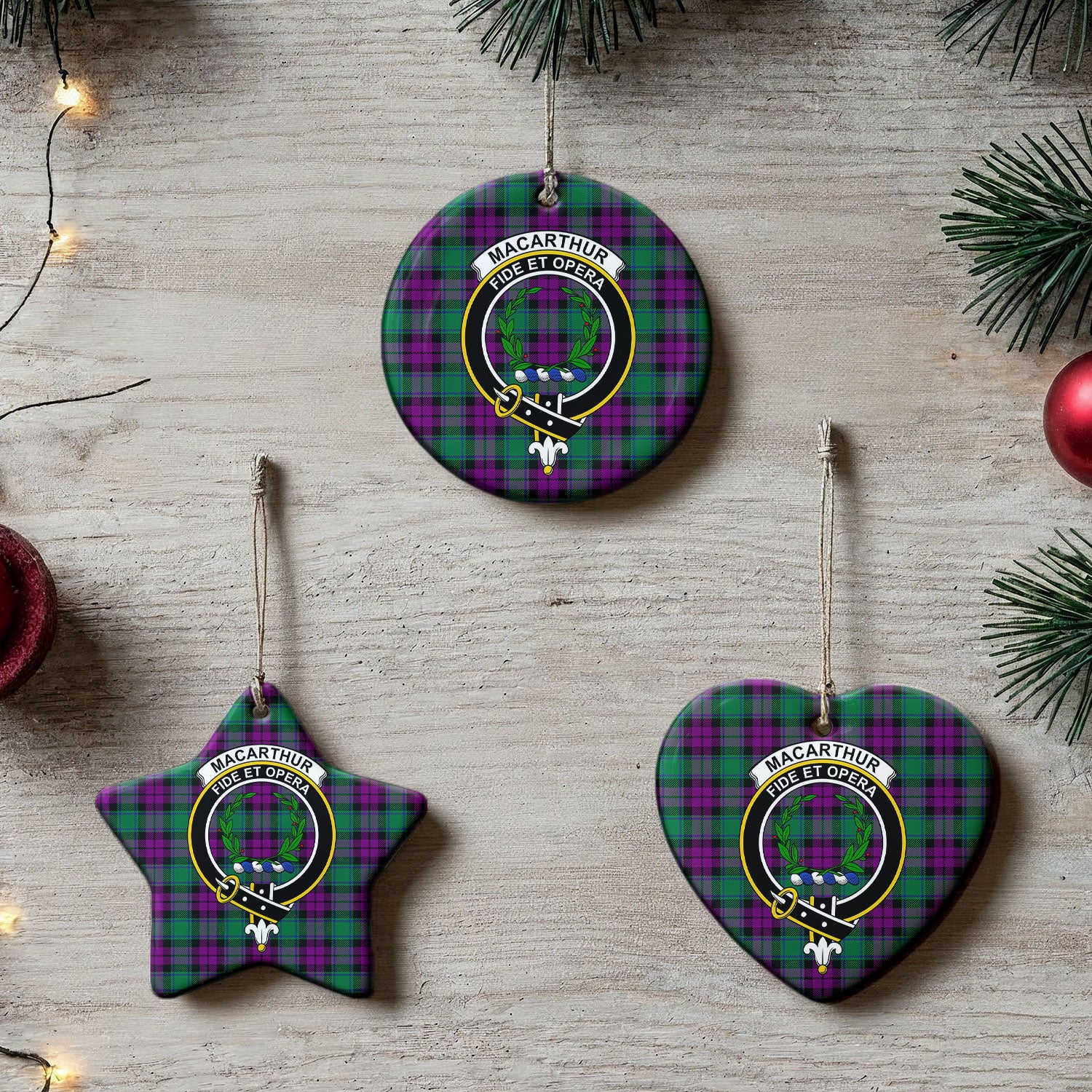 MacArthur - Milton Tartan Crest Christmas Ceramic Ornament