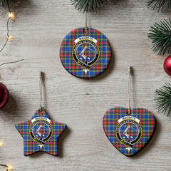 MacBeth Modern Tartan Crest Christmas Ceramic Ornament