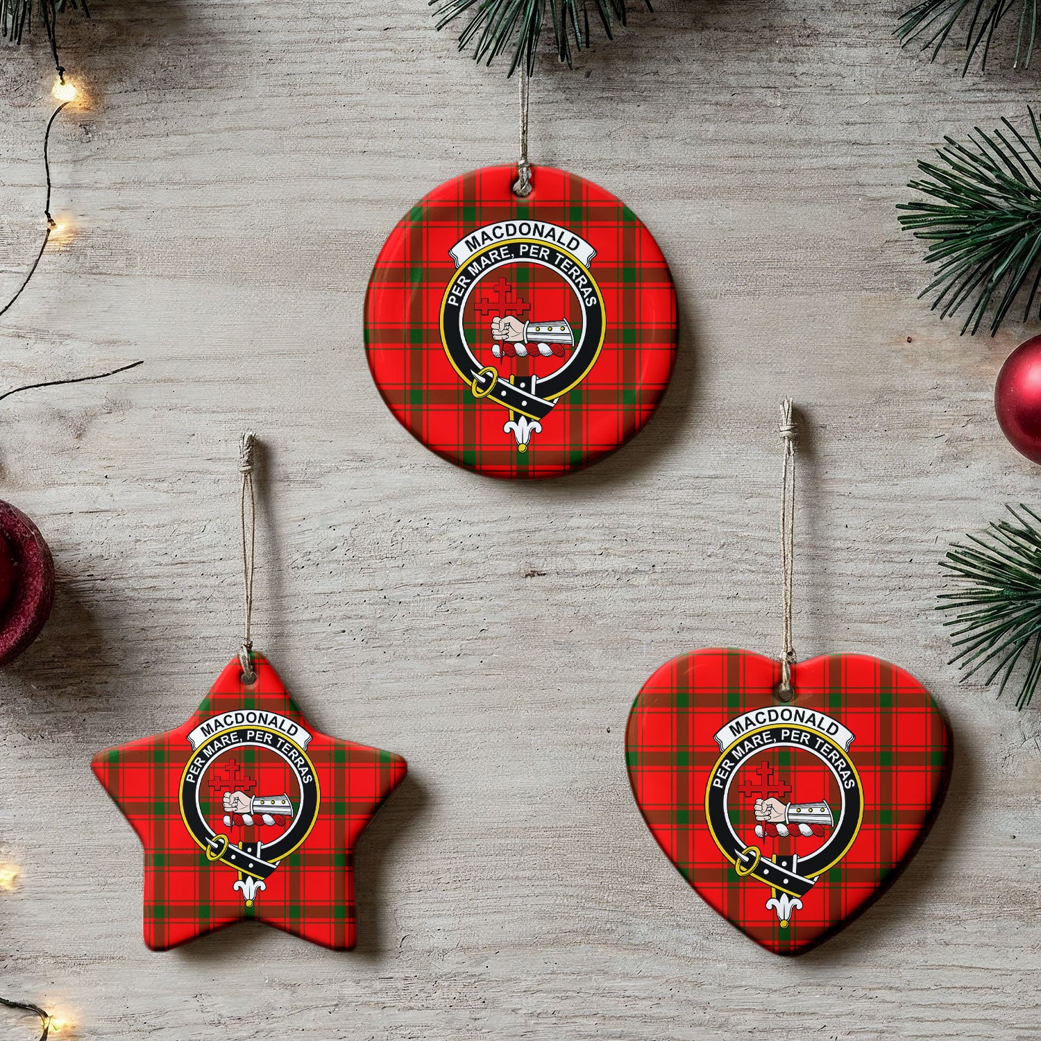 MacDonald of Sleat Tartan Crest Christmas Ceramic Ornament
