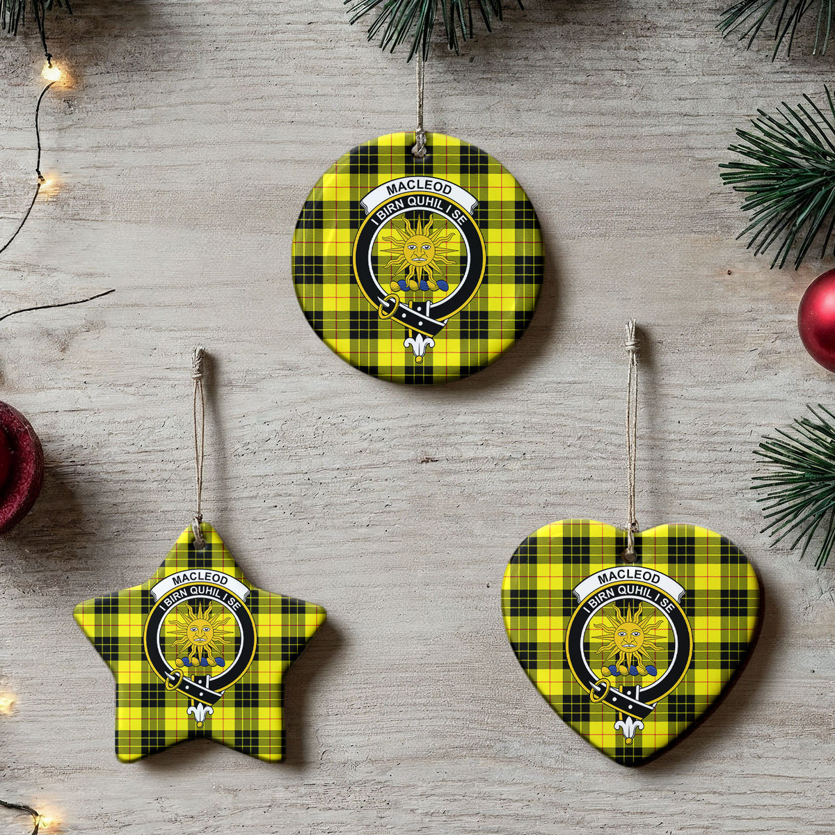 MacLeod of Lewis Modern Tartan Crest Christmas Ceramic Ornament