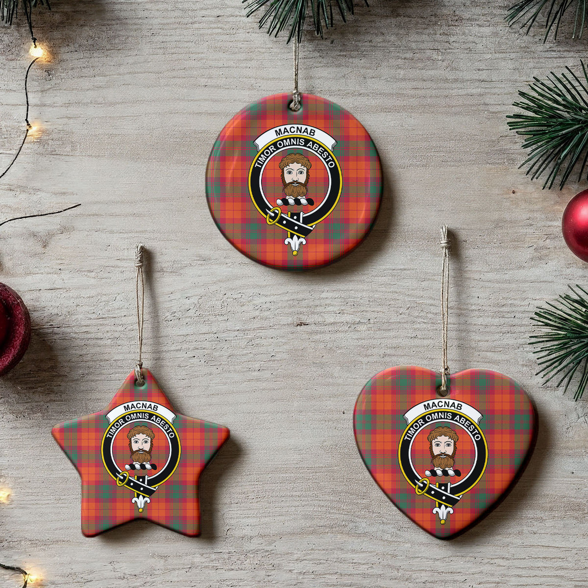 MacNab Ancient Tartan Crest Christmas Ceramic Ornament