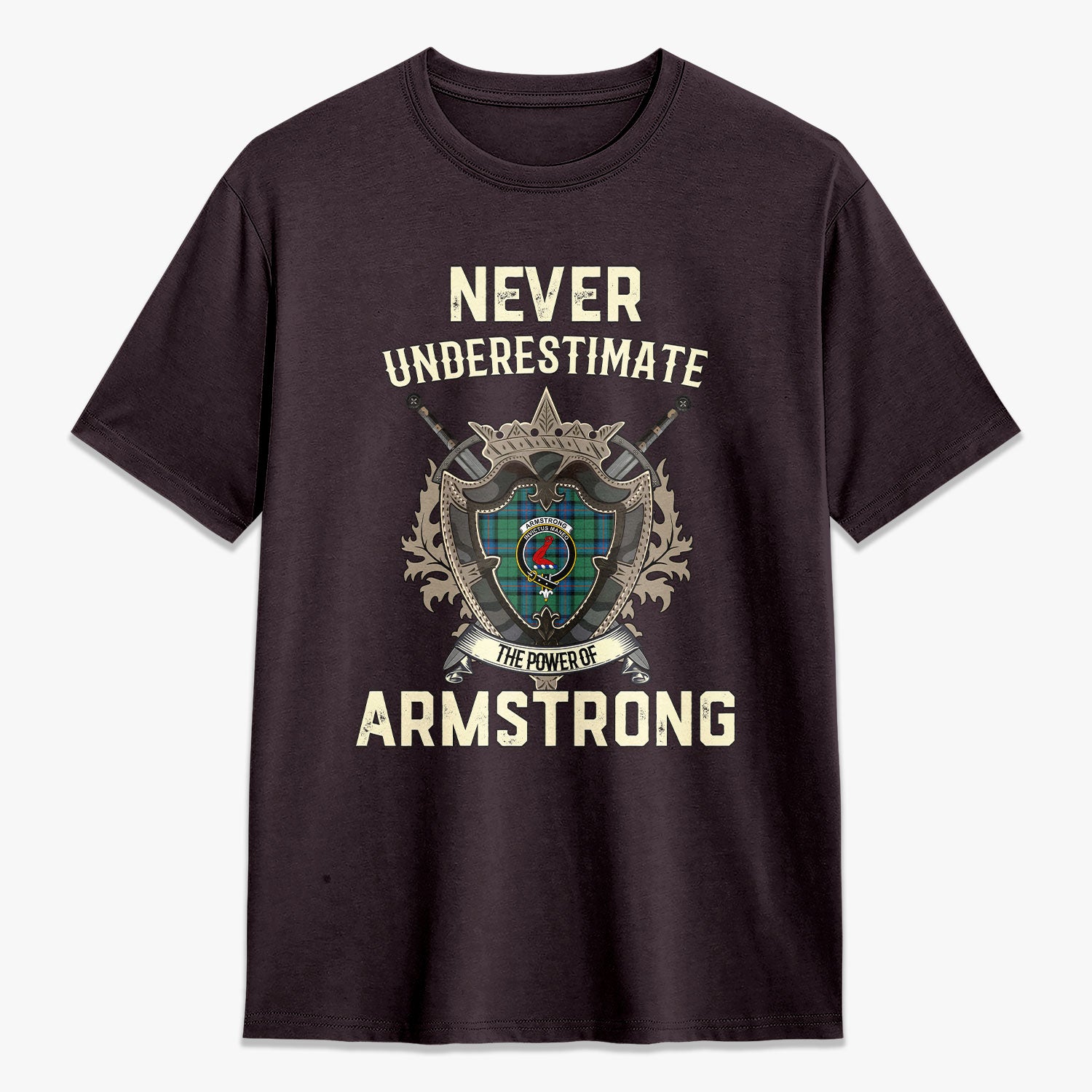 Armstrong Ancient Tartan Crest 2D T-shirt - Never Underestimate Style