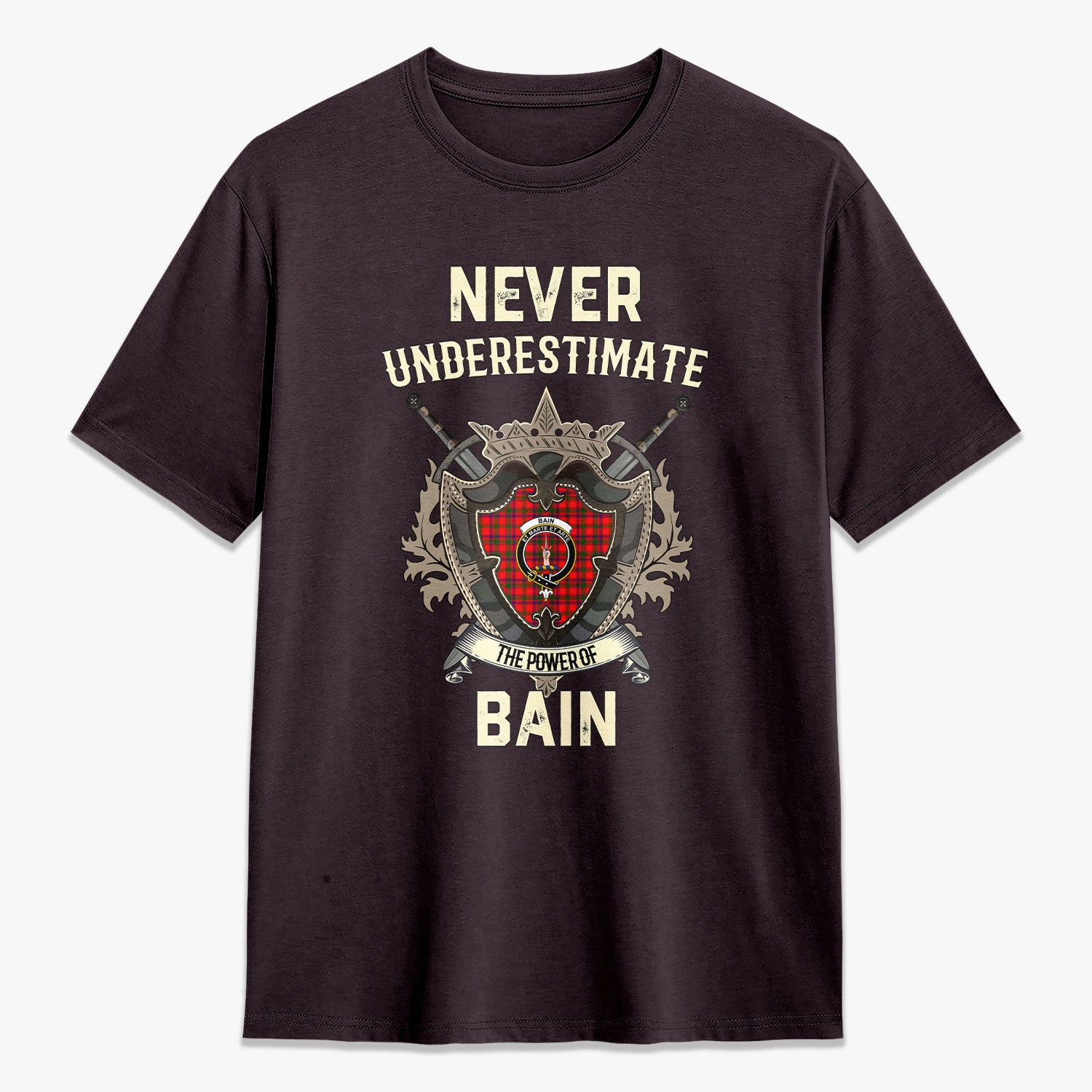 Bain Tartan Crest 2D T-shirt - Never Underestimate Style