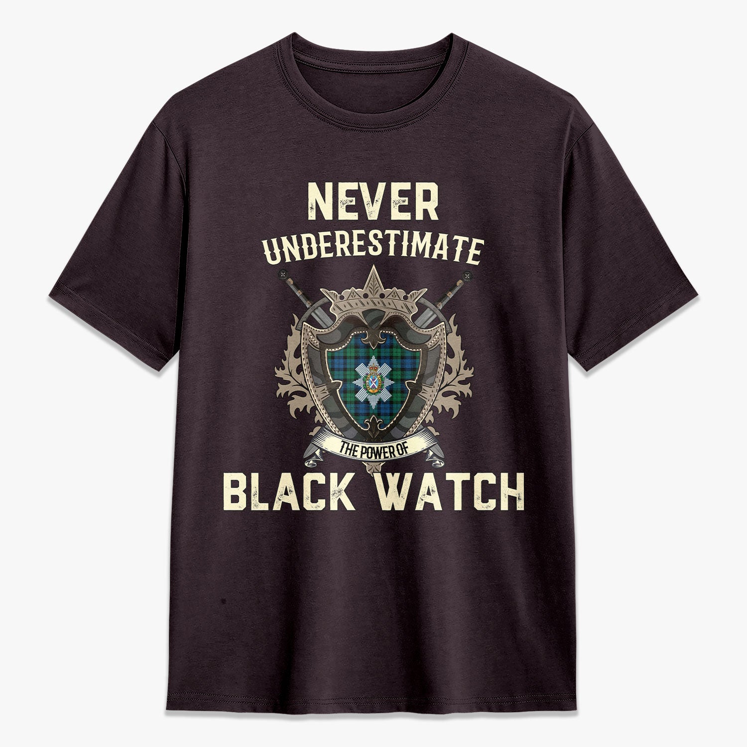 Black Watch Ancient Tartan Crest 2D T-shirt - Never Underestimate Style