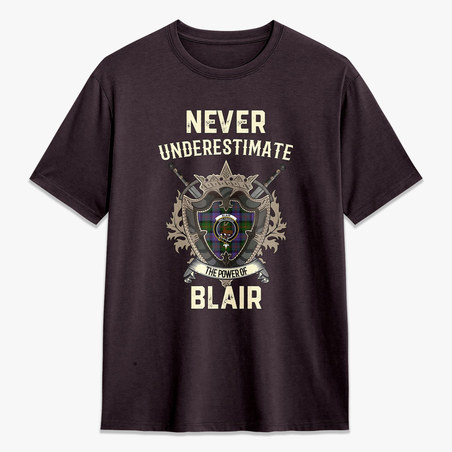 Blair Modern Tartan Crest 2D T-shirt - Never Underestimate Style