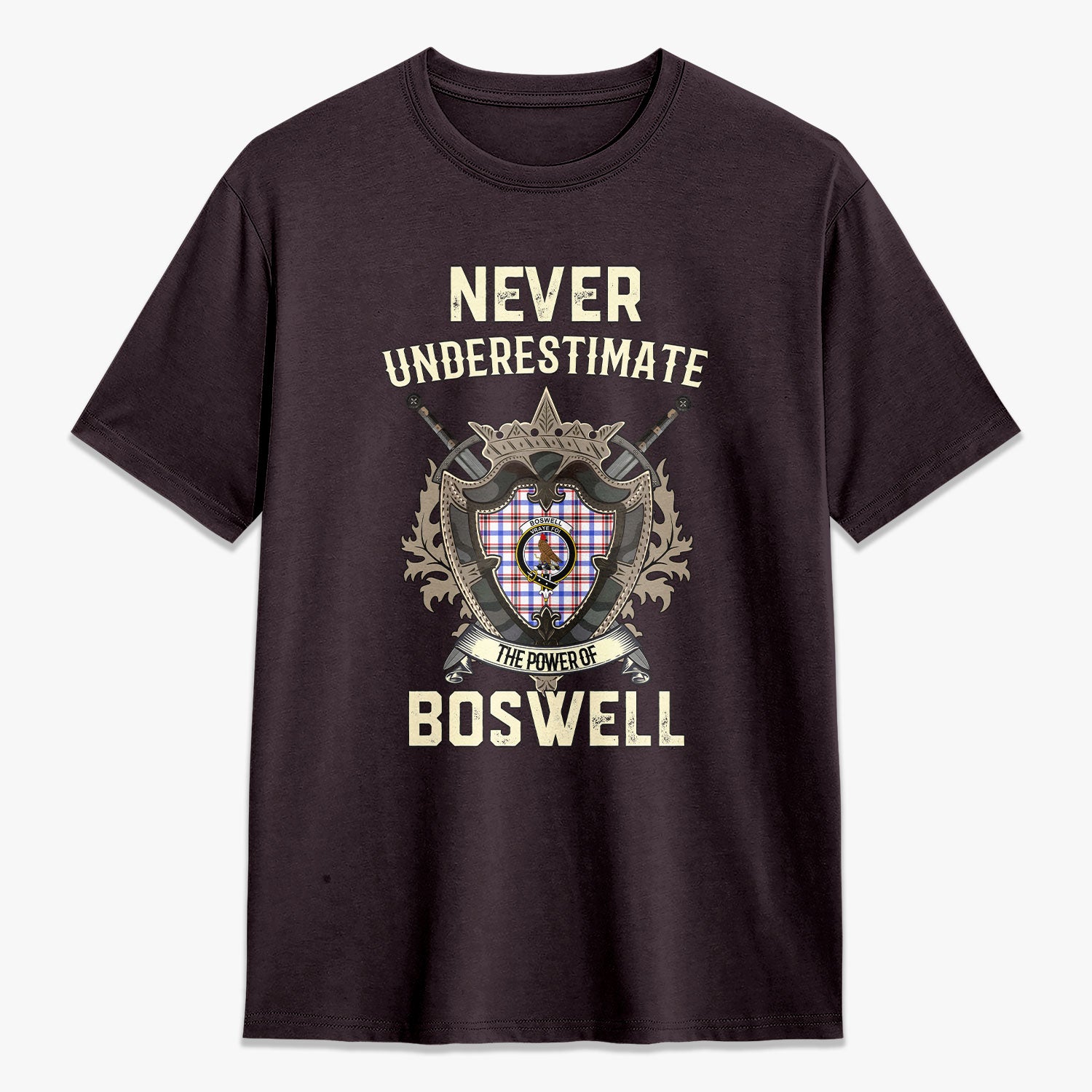 Boswell Modern Tartan Crest 2D T-shirt - Never Underestimate Style