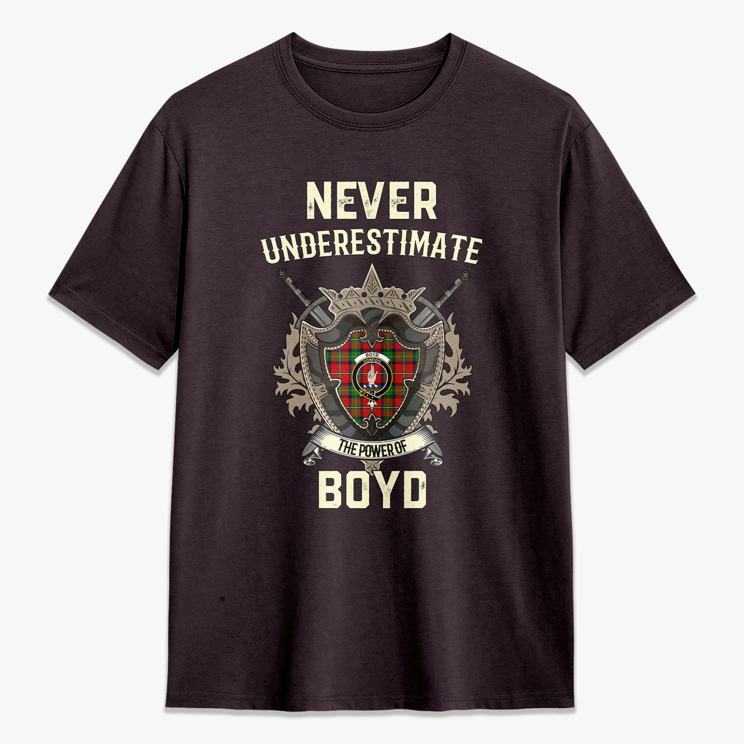 Boyd Modern Tartan Crest 2D T-shirt - Never Underestimate Style