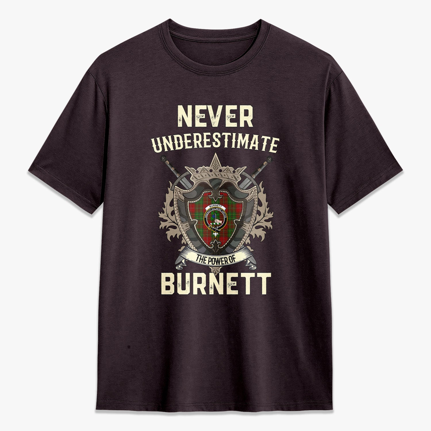 Burnett Tartan Crest 2D T-shirt - Never Underestimate Style
