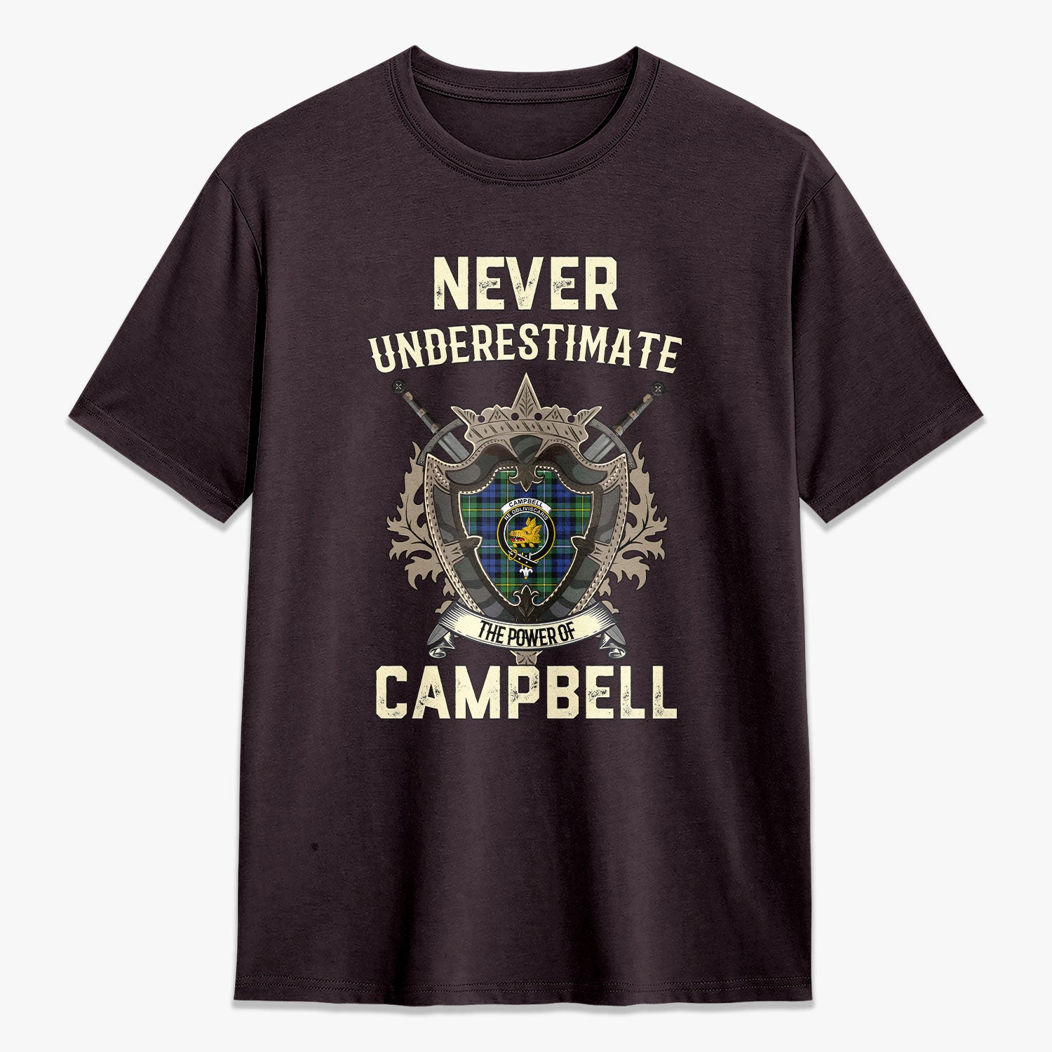 Campbell Argyll Ancient Tartan Crest 2D T-shirt - Never Underestimate Style