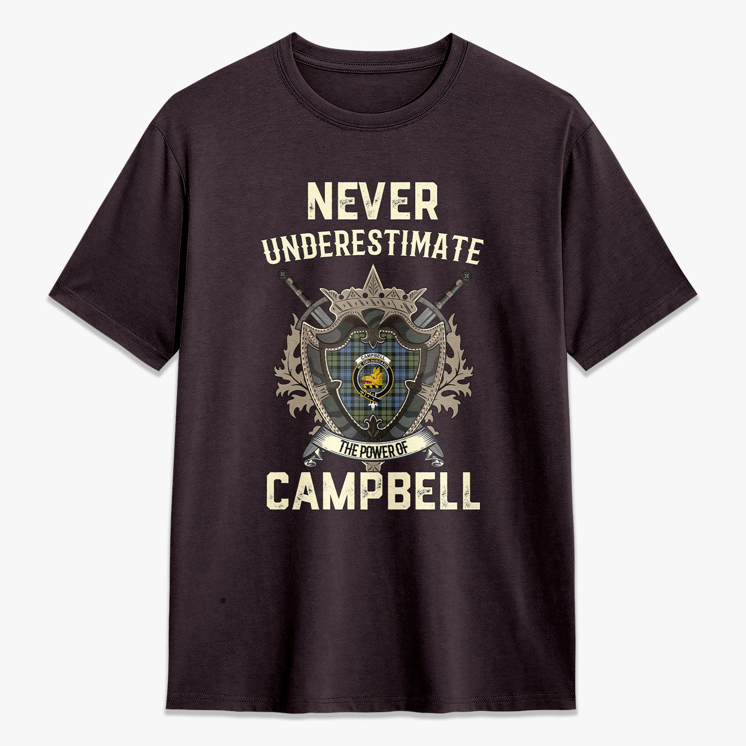 Campbell Faded Tartan Crest 2D T-shirt - Never Underestimate Style